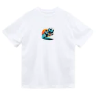 pothossysの夕日を背にサッカーボールを蹴りシュート Dry T-Shirt