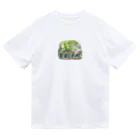 アニマル四字熟語の春眠夢蛙　カエル Dry T-Shirt