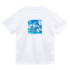 snow-birdの海で遊ぶイルカたちの楽しい風景 ドライTシャツ