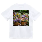 AQUAMETAVERSEの華やかな花が入った花かご　なでしこ1478 ドライTシャツ