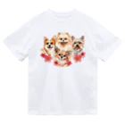 SANKAKU DESIGN STOREのお花の似合う小さい犬たち。 Dry T-Shirt