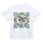 NORIMA'S SHOP のリボンをつけた子猫とアール・ヌーヴォー風レリーフのイラスト Dry T-Shirt