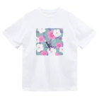 夕暮虫のニチニチソウスリッパネコ(薄紫) Dry T-Shirt