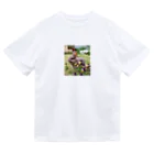 ななうさ's shopの花とうさぎさん Dry T-Shirt