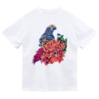 愉快なインコ達のヨウムと花 Dry T-Shirt