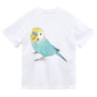 まめるりはことりの見上げるセキセイインコちゃん【まめるりはことり】 ドライTシャツ