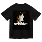 三毛猫の朝と黒猫の夜@好奇心倶楽部の三毛猫Tシャツnekodas ドライTシャツ