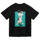 はねこのopen kitten__black ver. ドライTシャツ