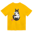 小鳥と映画館の加筆版 招き猫 ハチワレ ドライTシャツ