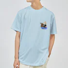 ハートのしっぽコーギーグッズ屋さん♡のウィンク コーギードライTシャツ青 ドライTシャツ