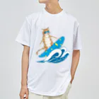水色気分の猫のサーフィン ドライTシャツ