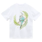 - 羽やすめのトマリ木 -のsummer garden -水色インコさん- ドライTシャツ