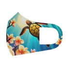 青空クリエイトの海亀とプルメリア フルグラフィックマスク