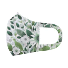 アミュペンの数学的で洗練されたデザインの白と緑の花 フルグラフィックマスク