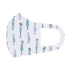 てら ねこデザイングッズのI WISH I WERE A BIRD.青い服 Face Mask