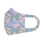 NORIMA'S SHOP のかわいいオッドアイの白い子猫と青空のイラスト Face Mask