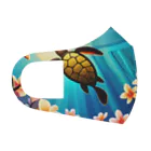 青空クリエイトの海亀とプルメリア フルグラフィックマスク
