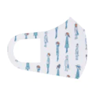 てら ねこデザイングッズのI WISH I WERE A BIRD.青い服 Face Mask