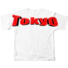 ハクのTシャツ屋のカタカナ高尾山(赤) All-Over Print T-Shirt :back