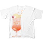 甘漏り屋のあざらしクリームソーダ・空夕日(拡大) All-Over Print T-Shirt :back