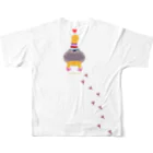 ハトのモモヒキの鳩のモモヒキTシャツ フルグラフィックTシャツの背面