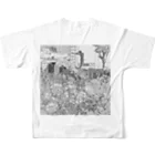 湘南のmafumafu の人魚像と薔薇 All-Over Print T-Shirt :back