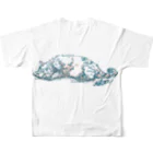 Atelir SOLEILのちょっと太めのだらりん猫さん All-Over Print T-Shirt :back