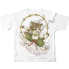 ねこや久鶻堂の風猫雷猫図屏風 All-Over Print T-Shirt :back