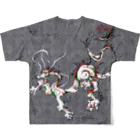 suparnaの龍と文様　モノクロ フルグラフィックTシャツの背面