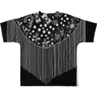 Flamenco Verano Tiendaのフラメンコ　ベラーノ　黒背中カスタネット All-Over Print T-Shirt :back