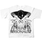 nidan-illustrationの"DUAL PERSONALITY"(B&W) #2 フルグラフィックTシャツの背面