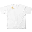 サチイモ(インコ雑貨制作)の白オカメの気配 フルグラフィックTシャツの背面