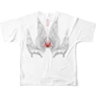 だいきょ屋の咲ウ面鷄（白） フルグラフィックTシャツの背面