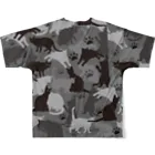 猫とやっし～ぃのアレコレの猫の迷彩（グレー） All-Over Print T-Shirt :back