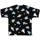 ときちゃんのポンちゃんTシャツ（黒） All-Over Print T-Shirt :back