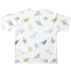 まめるりはことりのたっぷりセキセイインコちゃん【まめるりはことり】 All-Over Print T-Shirt :back