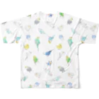 まめるりはことりのいっぱいセキセイインコちゃん【まめるりはことり】 All-Over Print T-Shirt :back