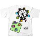 生物＝ケモノのヲ店の『かくばる』amusement park All-Over Print T-Shirt :back