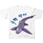 LalaHangeulのGhost Shark　ハングル版　バックプリント フルグラフィックTシャツの背面