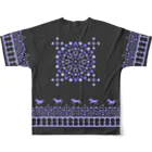 モノツクルヒト　Fuku～ふく～のモロッカン駈歩紫L、XLサイズ フルグラフィックTシャツの背面