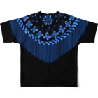 Flamenco Verano Tiendaのフラメンコ　ベラーノ　黒青シージョ柄 All-Over Print T-Shirt :back