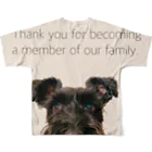 KURO のドアップKURO シュナウザー 黒シュナ 黒い犬 フルグラフィックTシャツの背面