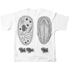 LalaHangeulのゾウリとゾウリムシ　ハングル　バックプリント All-Over Print T-Shirt :back