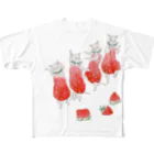 トコロコムギのいちごの妖精にゃんこ All-Over Print T-Shirt