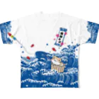 猫渕さん【公式】の猫渕さんの波乗りTシャツ フルグラフィックTシャツ