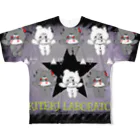 KIKITEKI_LABORATORYのNEZIKUMA 黒 × 白 All-Over Print T-Shirt