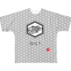 TAIYAKI INSANITYの青海波紋たい焼き　〈弐〉クロシロ フルグラフィックTシャツ
