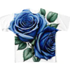 J-M-Kのブルーローズ フルグラフィックTシャツ