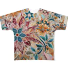 使いやすいデザインがいいね！のお花のバティック柄 鮮やか All-Over Print T-Shirt