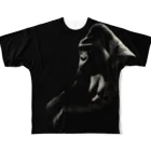 ACHIP SHOPのBIG GORILLA (black×black) All-Over Print T-Shirt